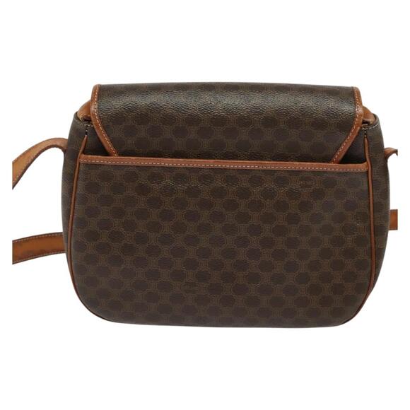 CELINE Macadam Canvas Shoulder Bag Pvc Leather Brown Gold - Picture 3 of 12